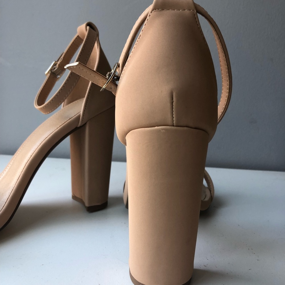 Nude ankle strap heels